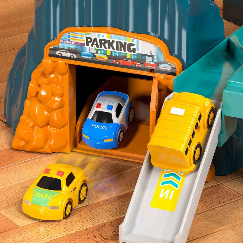 Dinosaur Race Track Toy Set for Kids with 10 Mini Cars & Ramp Launcher – Multi-Level Dino Car Racing Playset for Boys Girls Toddlers Ages 3-8 Birthday Christmas Gift