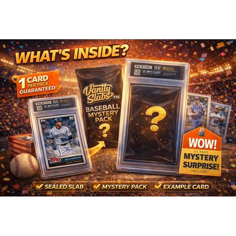 Baseball Mystery Card in Vanity Slab Display – Rookie, Star, Autograph or Insert Style | Topps & Panini MLB Collectible Gift for Baseball Fans & Sports Card Collectors