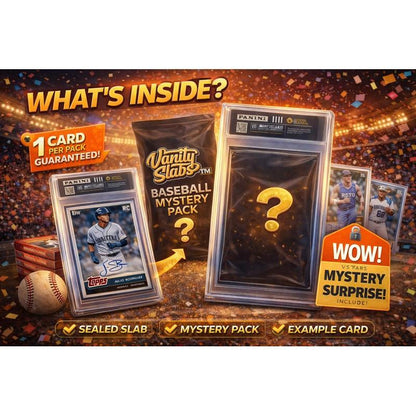 Baseball Mystery Card in Vanity Slab Display – Rookie, Star, Autograph or Insert Style | Topps & Panini MLB Collectible Gift for Baseball Fans & Sports Card Collectors