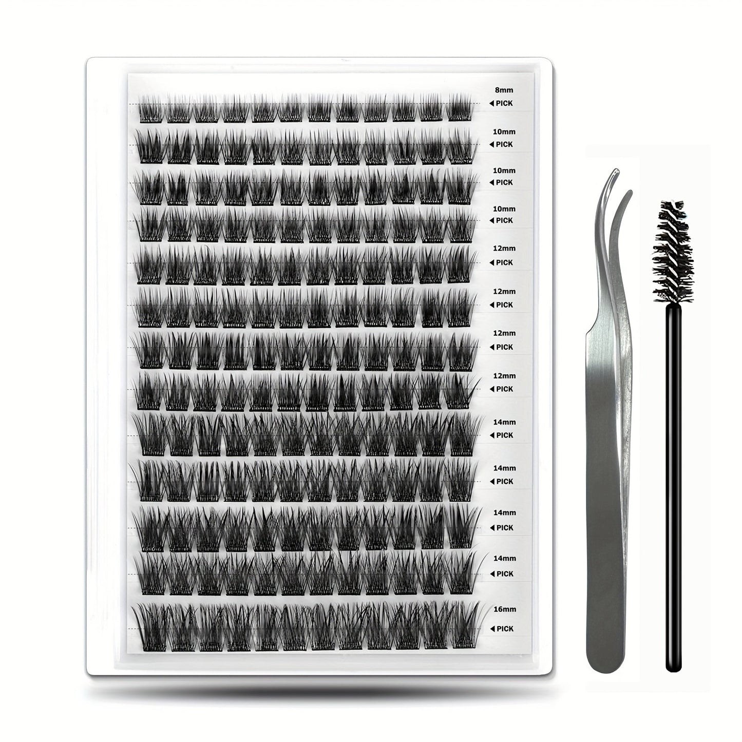 Invisible 2-Strip Tape Lash Clusters 156Pcs — Pre-Glued Self-Adhesive Eyelash Extensions, No Glue No Sticky Residue, Volume Mixed Longer-Lasting DIY Cluster Lashes for Women Sensitive Eyes