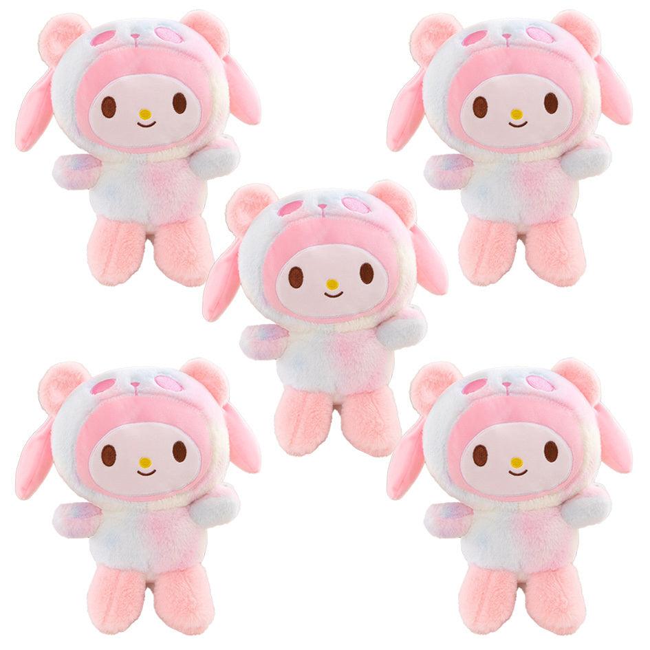 Sanrio Tie Dye Plush Set of 5 – Kawaii Hello Kitty Kuromi My Melody Cinnamoroll Gudetama Stuffed Animals, Room Decor & Birthday Holiday Gift for Girls