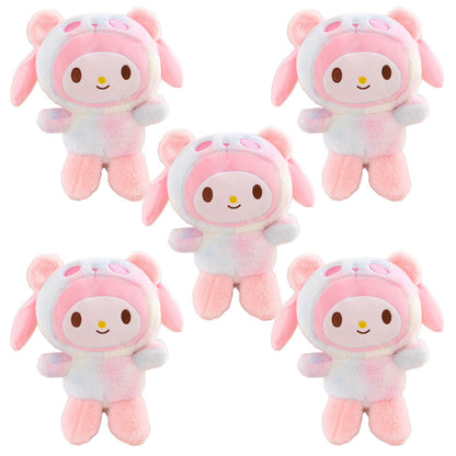 Sanrio Tie Dye Plush Set of 5 – Kawaii Hello Kitty Kuromi My Melody Cinnamoroll Gudetama Stuffed Animals, Room Decor & Birthday Holiday Gift for Girls