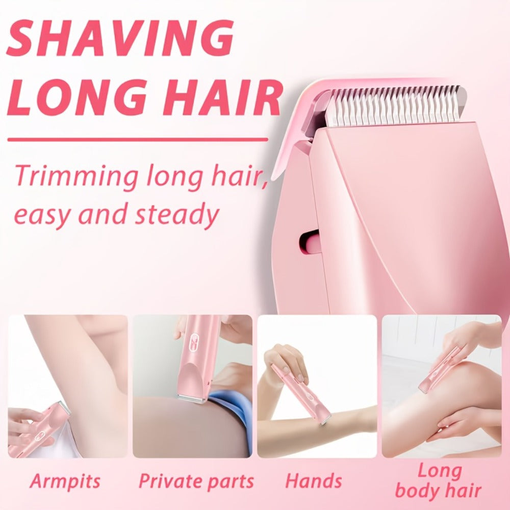 Women's Electric Body Shaver Painless Hair Removal — 2-in-1 Lady Razor for Face Nose Bikini Legs Underarms, Wet Dry Use, IPX6 Waterproof, USB Rechargeable, Portable Travel Shaver