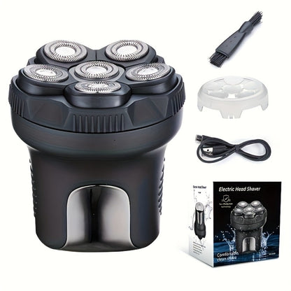 6D Magnetic Rotary Head Shaver IPX7 Waterproof Rechargeable – Quiet Motor Bald Head Shaver & Beard Trimmer with Replaceable Magnetic Blade Heads, Wet Dry Grooming Kit Gift for Men
