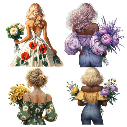 Aesthetic Floral Stickers for Journaling 16pcs – Floral Girl Artistic Cut-Out Scrapbook Sticker Sheets, 2 Styles, Decorative Planner Bullet Journal Decor, Birthday Gift for Teens Girls