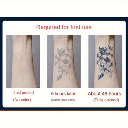 Herbal Semi Permanent Tattoo Stickers 4 Sheets English Letter Word Designs Lasts 7-15 Days Waterproof Sweat Resistant Realistic Fake Temporary Tattoos for Women Men Teens Body Art