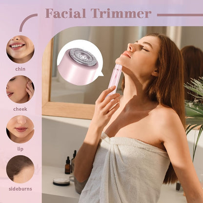Bikini Trimmer Electric 2-in-1 Rechargeable Dual-Head Face Shaver for Women - Stainless Steel Blade USB Cordless Hair Remover for Bikini Line Face Arms Thighs Body Portable Gift