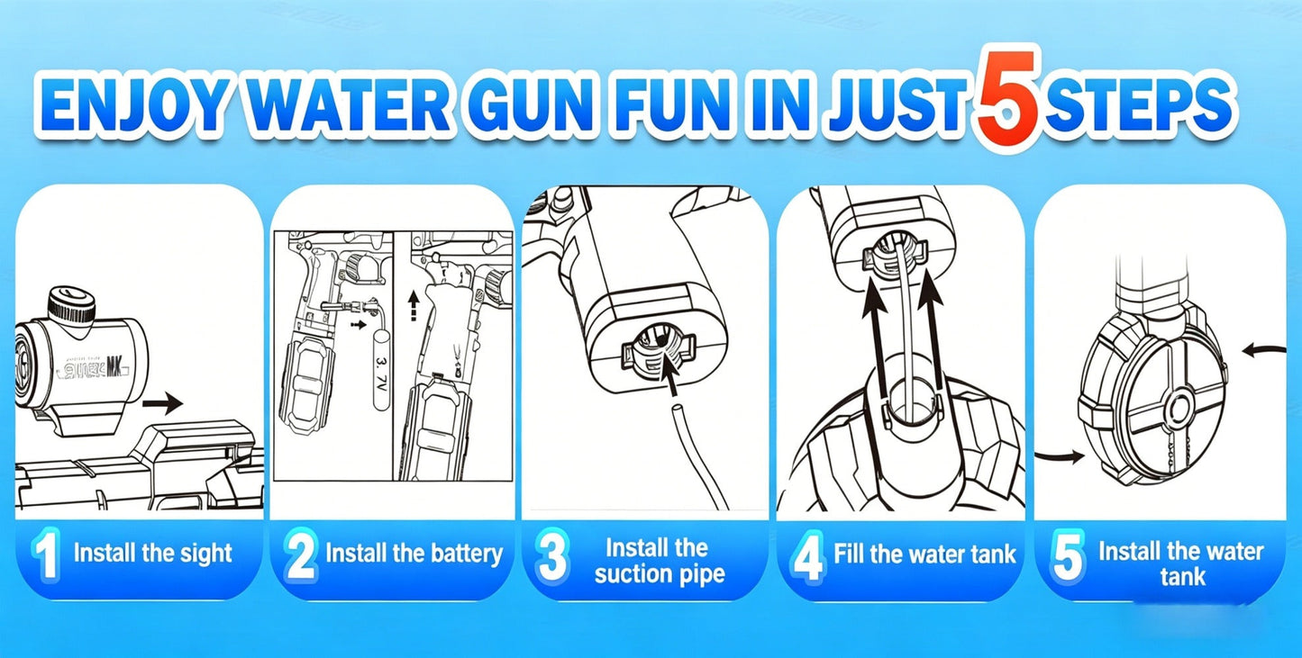 Electric Water Gun High Pressure Automatic Squirt Blaster with LED Flash & USB-C Rechargeable – 40ft Long Range Rapid Fire for Kids Teens Adults, Pool Beach Backyard Summer Outdoor Toy Gift