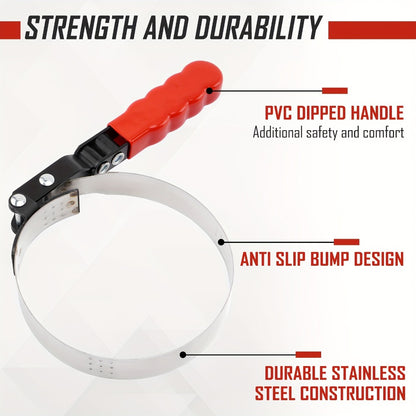 Oil Filter Removal Tool Kit 7-Piece Adjustable 3-Jaw Wrench 9" 12" Oil Filter Pliers Anti-Slip PVC Handle Fits 2-3/4" to 5-1/4" Filters with Funnel
