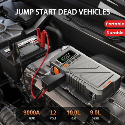 6000A/8000A Jump Starter with 150PSI Air Compressor – 7-in-1 Jump Box with Digital Tire Inflator, Portable Car Battery Charger for 12V Vehicles Up to 2.64gal Gas / 2.38gal Diesel, LED Light & USB Output