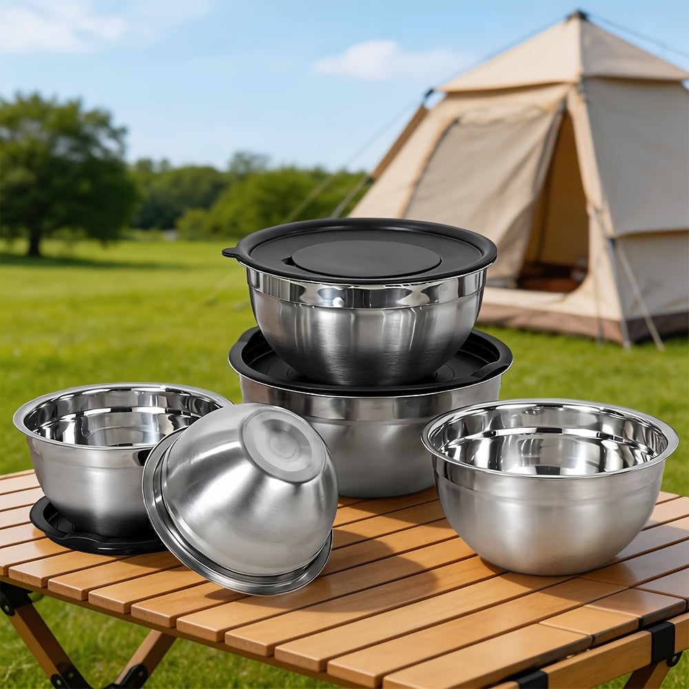 Stainless Steel Mixing Bowl Set 26pcs with Sealed Lids – 6 Bowls (0.7–3.6 Qt), 2 Colanders & 3 Sharpening Tools – Nesting Kitchen Bowls for Baking, Salad, Mixing, Storage & Camping