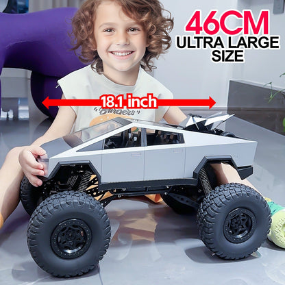 Giant 18 Inch RC Monster Truck with Free Bonus Mini RC Motorcycle – 4WD Powerful Climbing All-Terrain Shockproof Remote Control Pickup Truck, Best Birthday Christmas Gift for Kids Boys Ages 6+