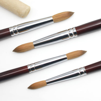 Kolinsky Acrylic Nail Brush Round Head Red Wine Wooden Handle – Professional Brush for Acrylic Extension Nail Art Sculpting & Manicure, Sizes #8 #10 #12 #14 #16 #18, Salon & Home Use