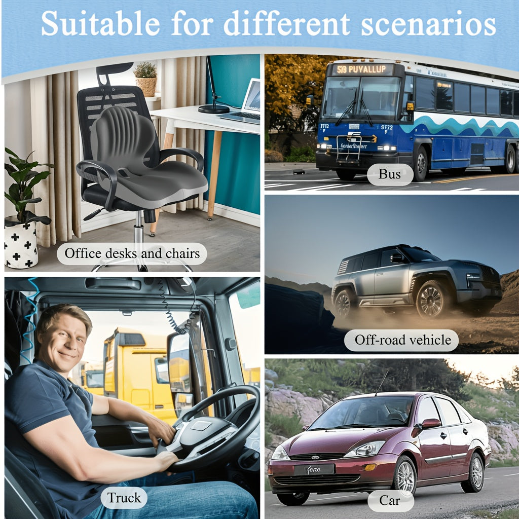 1pc Ergonomic Memory Foam Seat Cushion With Back Support Design, Breathable Hollow Structure, Comfortable Cushion For Office Chair, Car Seat And for long Sitting, Unisex, Suitable For Daily Use Or Gift