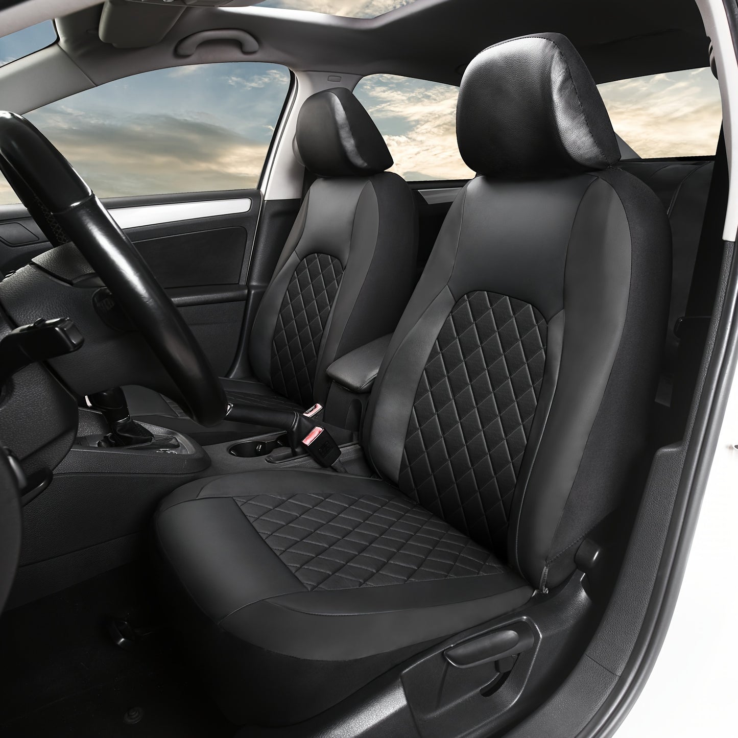 Full Set Car Seat Covers Faux & Napa Leather – 5-Seat Universal Fit for SUV, Truck, Jeep & BMW, Front & Rear Bench, Split-Compatible, Cushioned, Scratch-Proof, Multiple Colors