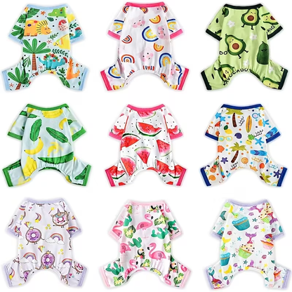 Dog Pajamas Set of 2 - Soft Puppy PJs Jumpsuit for Small Dogs Cats Chihuahua Yorkie, Cute Pet Sleepwear Onesie for Spring Summer, Mixed Colors XS-XXL Pet Apparel