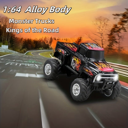 1:64 Scale Die-Cast RC Monster Truck 2.4GHz High-Speed Off-Road Vehicle with LED Headlights, Multiple Control Modes & Adjustable Speed – Toy Gift for Boys & Girls (5 Colors)