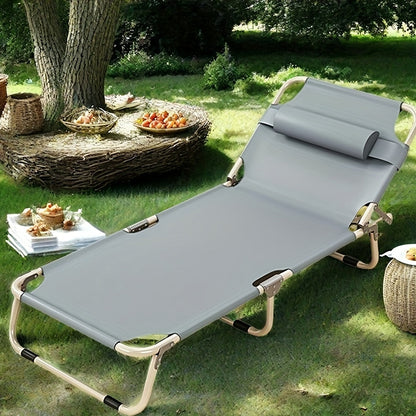 Folding Camping Cot 1200D Portable Sleeping Bed – Lightweight Foldable Outdoor Bed for Camping, Beach, Patio, Sunbathing & Poolside – No Mattress, Gray