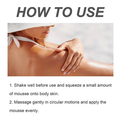 Sunless Self Tanning Mousse Deep Brown 3000X for Medium Dark to Dark Skin - Streak-Free Bronzing Foam with Carrot Oil & Coconut Oil, Hydrating Fake Tan 60ML