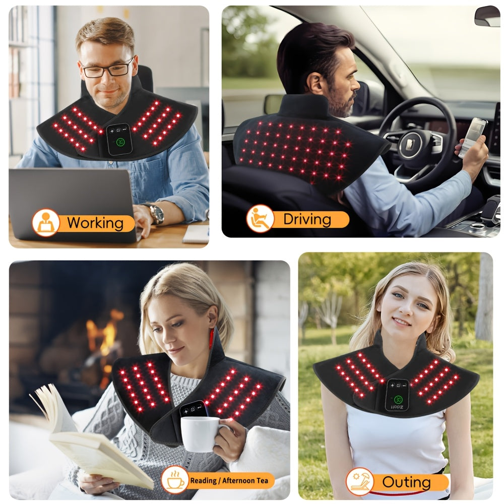 Red Light Therapy Shoulder Wrap with Dual Wavelength 660nm & 850nm Near-Infrared – 116 LED Wearable Device for Neck, Shoulder & Back Relief, 3 Wellness Modes, 5000mAh Battery, Remote Control