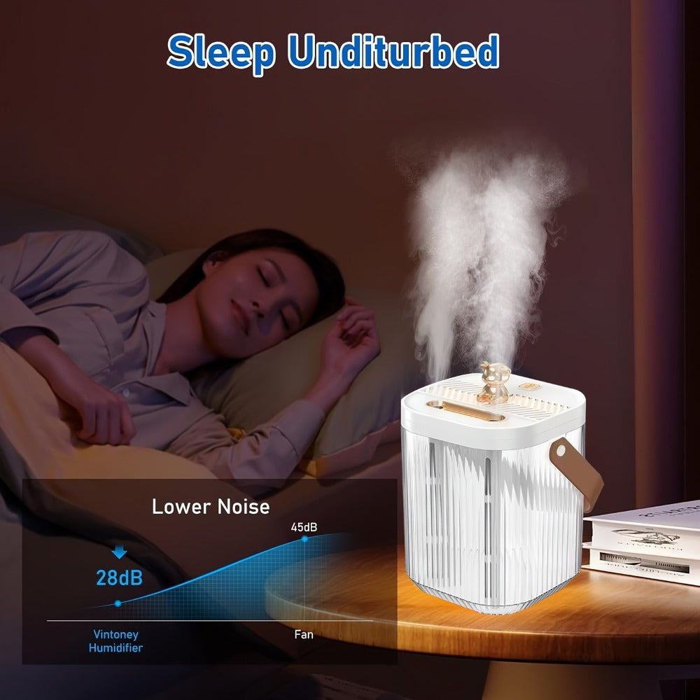 Cool Mist Humidifier for Bedroom & Large Room – 2L Top-Fill, 40-Hour Runtime, 26dB Ultra-Quiet, Auto Shut-Off, Easy to Clean, Whole House Humidifier for Plants, Baby Room & Home, White & Green