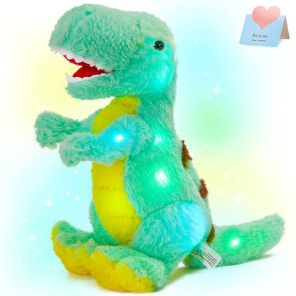 Dinosaur Stuffed Animal Light Up Musical T-Rex Plush Toy for Kids – Glowing Tyrannosaurus Rex with Sound Effects, Soft Cuddly Dino Plush, Birthday Easter Christmas Gift for Boys Girls Ages 3+