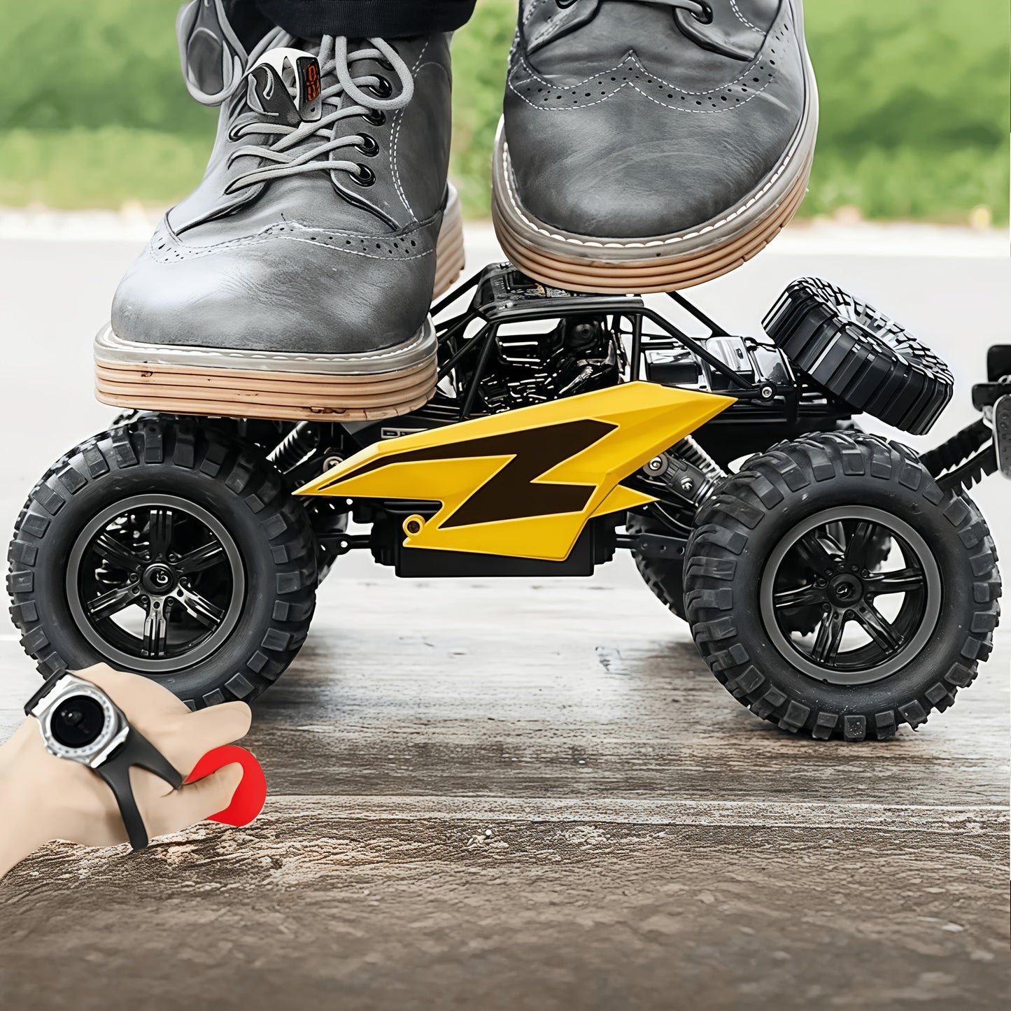 RC Monster Truck 1:18 Scale Alloy 2.4GHz Off-Road Remote Control Car with LED Headlights & All-Terrain Tires, High Speed 33KM/H – Birthday Gift for Kids Boys Girls Adults Ages 6+