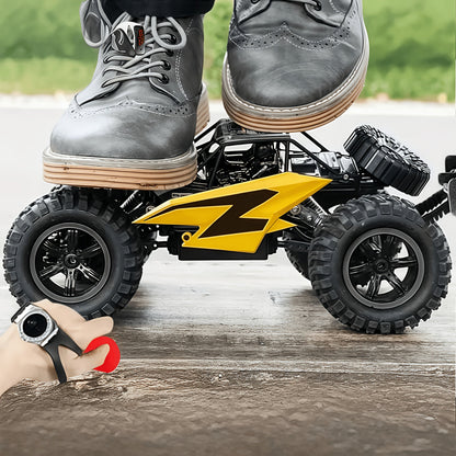 RC Monster Truck 1:18 Scale Alloy 2.4GHz Off-Road Remote Control Car with LED Headlights & All-Terrain Tires, High Speed 33KM/H – Birthday Gift for Kids Boys Girls Adults Ages 6+
