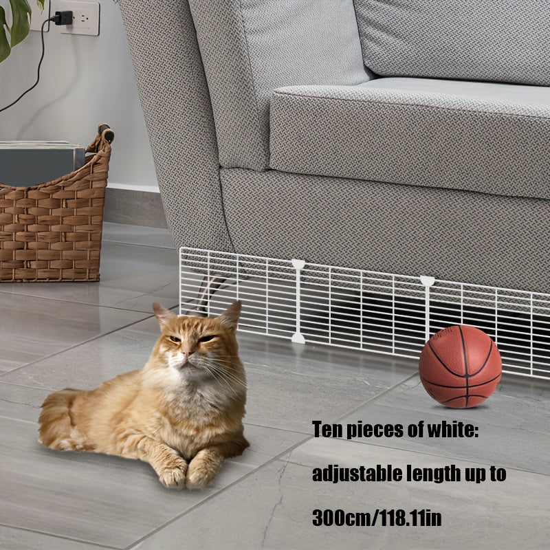 Under Furniture Pet Blocker – Easy-Install Sofa & Bed Gap Filler Fence to Stop Cats & Dogs Getting Under Furniture, Prevents Toys from Sliding Under, Safe Sturdy Material, Multi-Pack 10 & 20 Pcs, Black & White