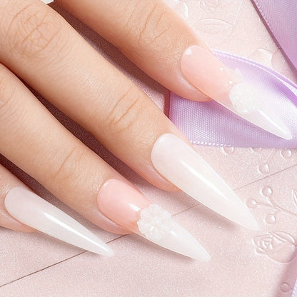 Builder Gel Nail Extension Starter Kit 5pcs Clear Nude Solid — Hard Gel Sculpting Set with Flower Molds & Sculpting Brush for 3D Floral Nail Art, Rhinestone Acrylic Extensions for Women Beginners & Salon