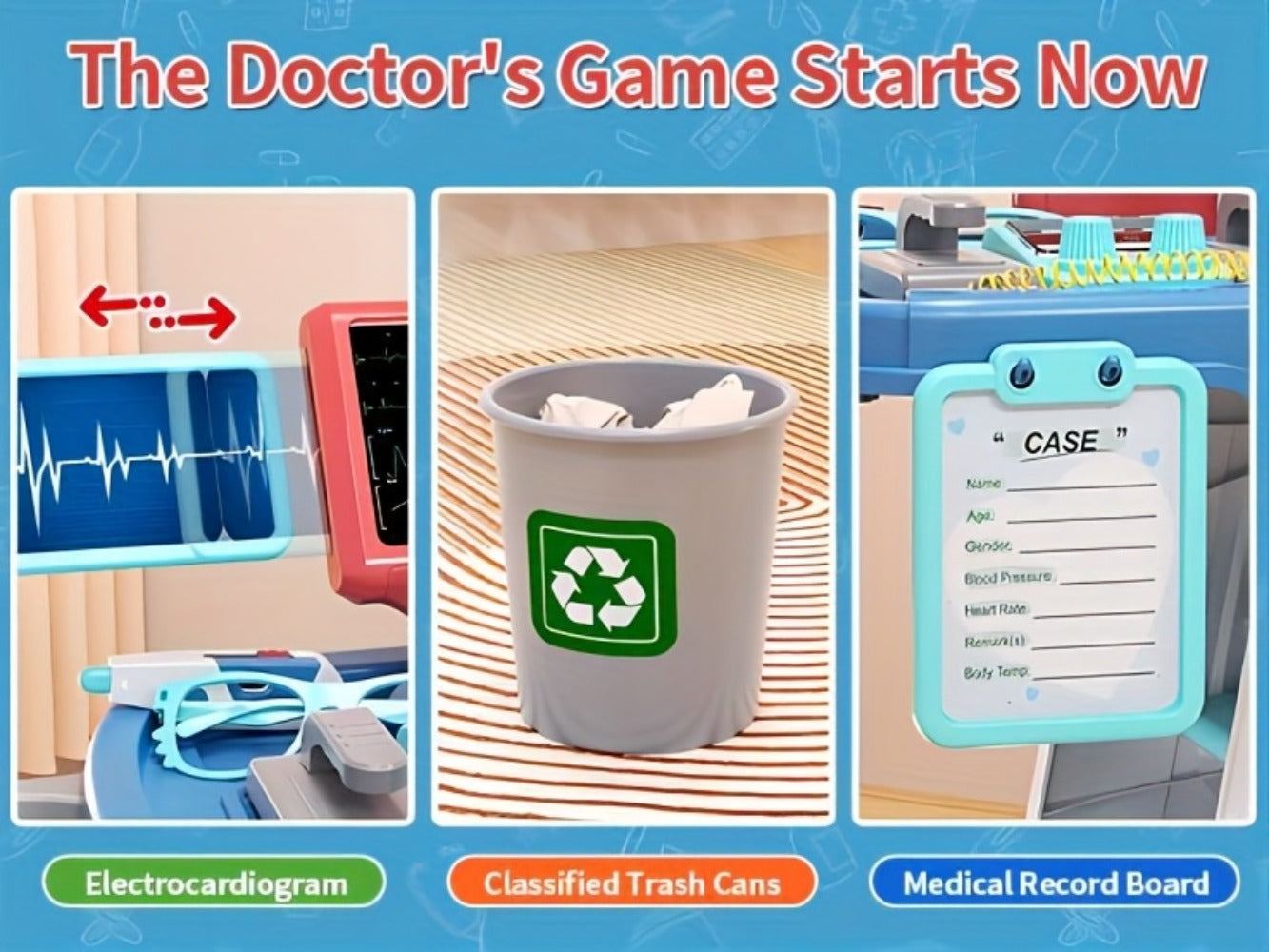 Kids Doctor Kit with Medical Cart Set – Movable Toy Trolley, Stethoscope, Thermometer & Accessories | Doctor Nurse Role Play Toy for Boys & Girls Ages 3 4 5 6, Birthday & Christmas Gift
