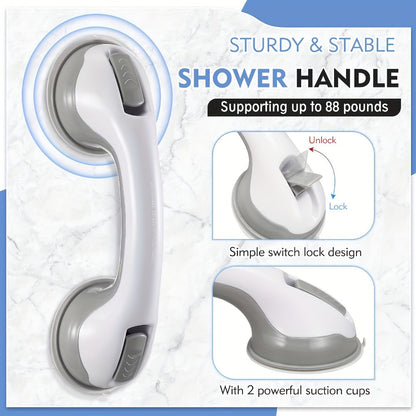 Grab Bars for Bathroom 2pcs Suction Cup No Drill Shower Handle for Elderly Adjustable Height Non-Slip Safety Rail Toilet Fall Prevention Handrail Easy Install
