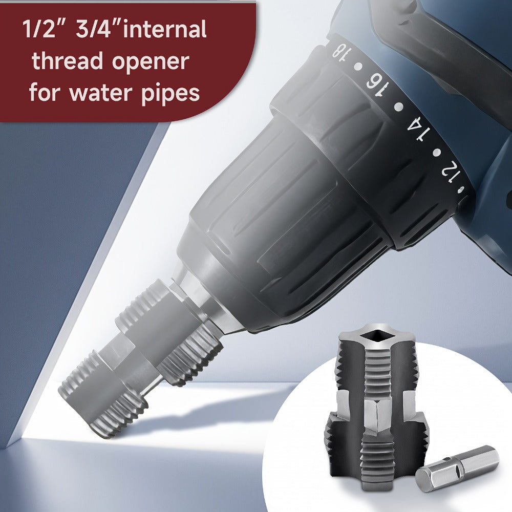 Pipe Threading Set 9 & 13-Piece – Power Drill Water Pipe Thread Dies for 1/2", 3/4" & 1" Inside & Outside Threading, Professional Plumbing Pipe Threader Tool Kit