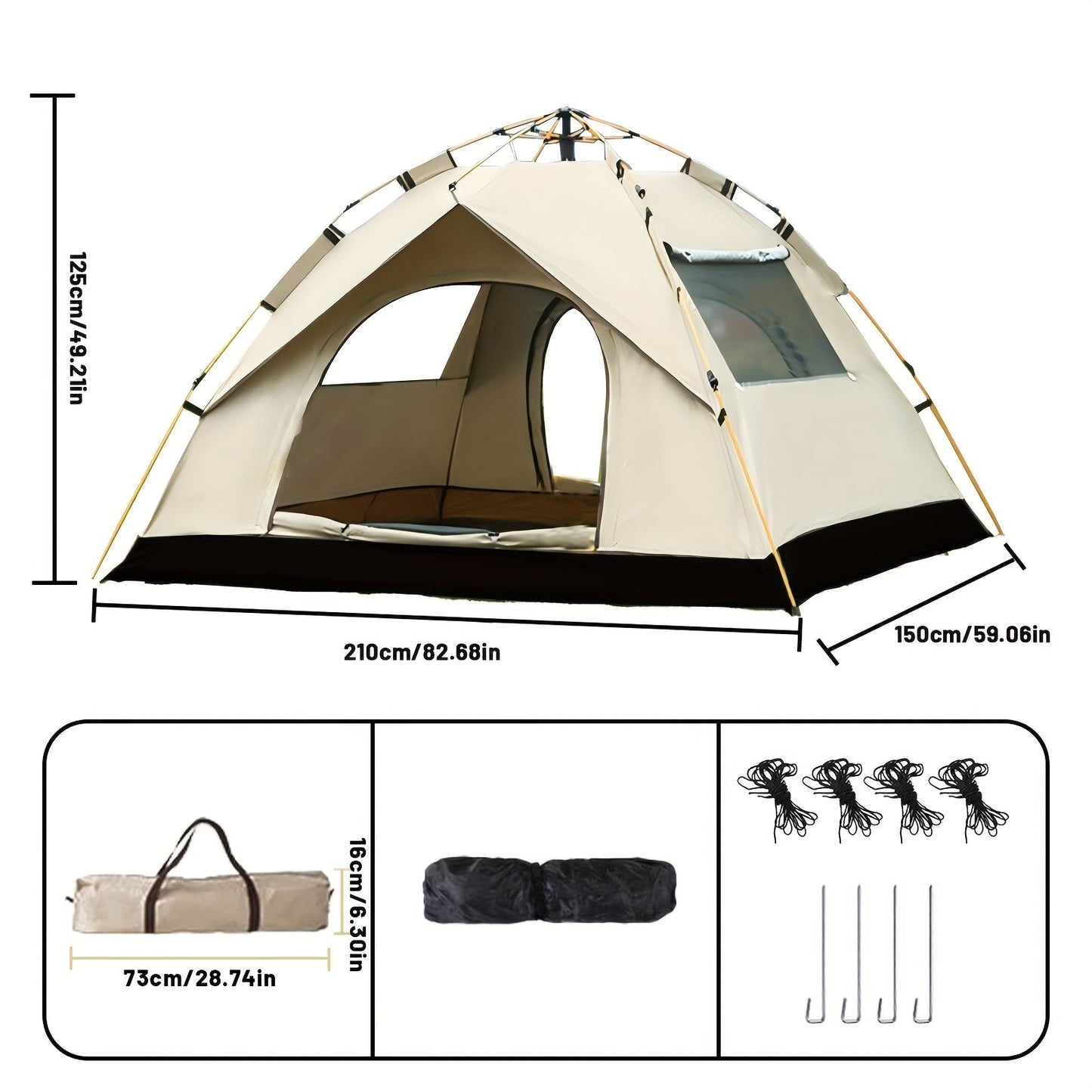 Pop Up Camping Tent Instant Setup – Automatic Windproof Lightweight Tent with Dual Doors & Mesh Windows, All-Season Waterproof Design for 1-3 & 3-4 Person, Ideal for Camping, Hiking & Travel