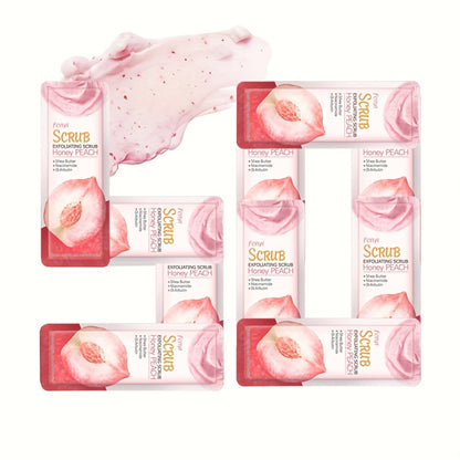 Exfoliating Body Scrub Peach Cream 50pcs Jojoba Bead Foot & Body Skin Gentle Cleansing Moisturizing Smooth Nourish Portable Travel Size Sachet