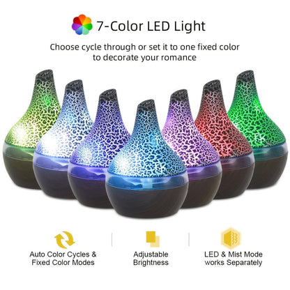 2-Pack Cool Mist Humidifier & Aromatherapy Essential Oil Diffuser – Includes 16 Essential Oils & 7-Color Lights, 10.14oz Home Diffuser Set for Bedroom, Living Room & Office, Black