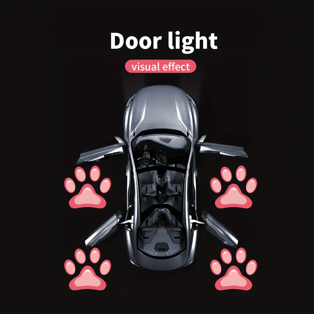2pcs Door Light Logo LED Projector Car Door Step Courtesy Welcome Lights Cute Pattern Projection Light Festive Atmosphere Door Night Light
