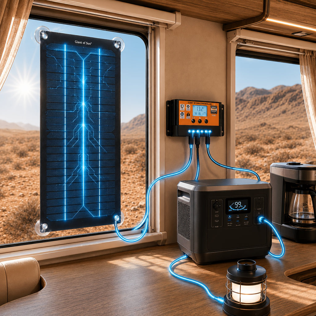 Lightweight Portable Solar Panel, Fast-charging High-power Kit, Monocrystalline, with 100A Controller, Cord & Clamps, Stable In Low Temp, for RV, Boat, Car, Camera, 4-season Camping, Hiking, Emergency Off-grid Power, No Battery