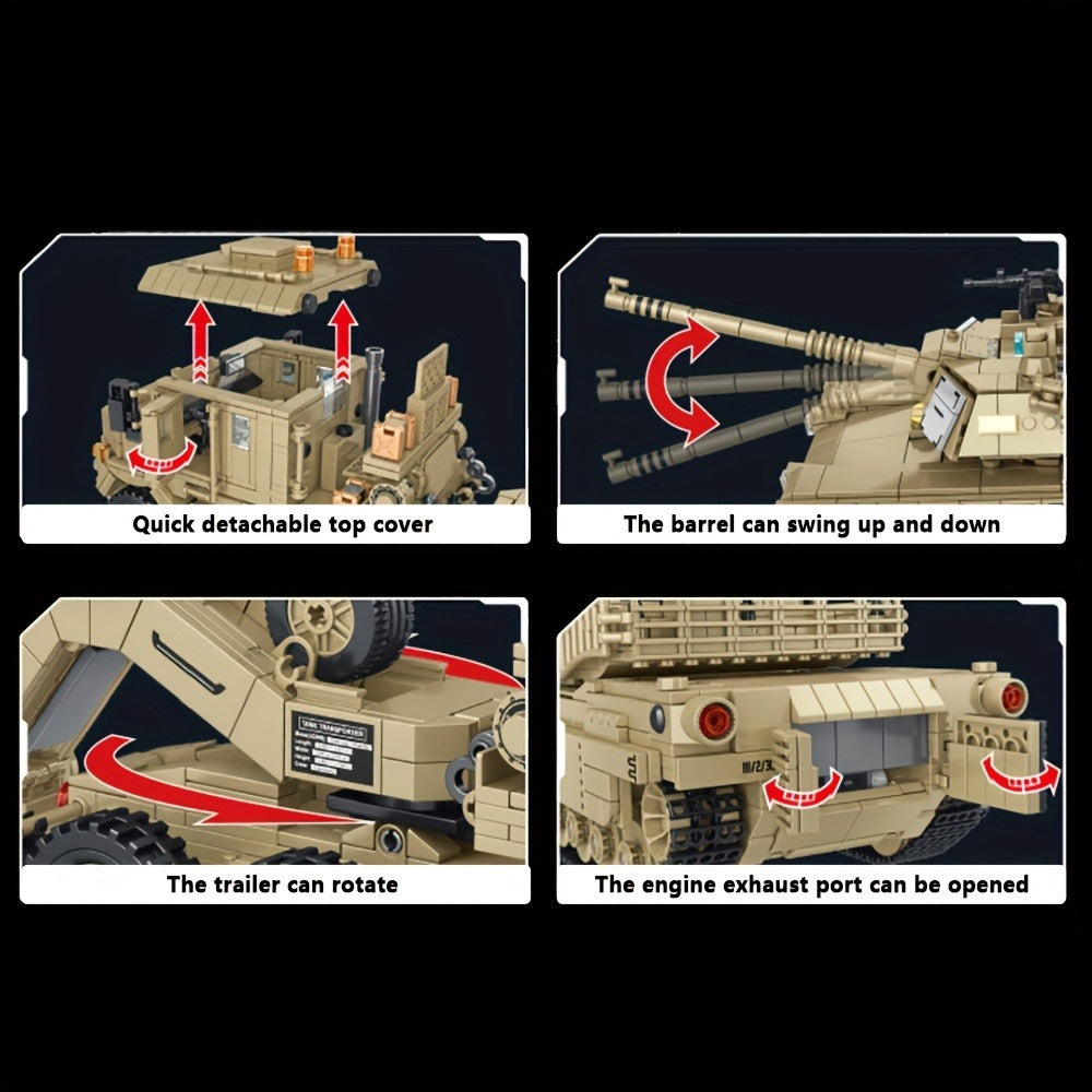 MOC Military Tank Hauler Building Block Set 3482pcs – Armored Heavy Transport Vehicle Brick Model Kit Adult Collector Display Piece Hobbyist Gift Military History Enthusiasts Model 628015