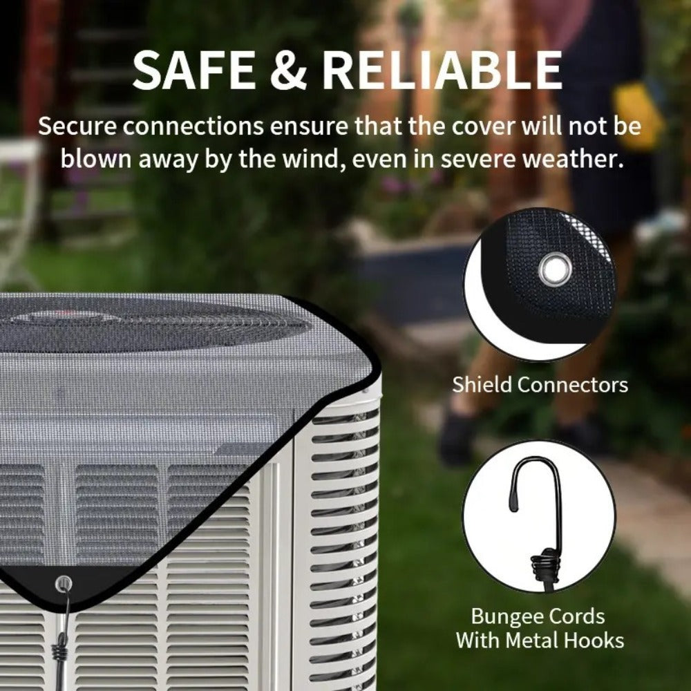 Outdoor Air Conditioner Cover 26"x26", Universal PVC Mesh AC Unit Protector, Prevents Leaves Debris Snow, Weatherproof Outdoor AC Cover for Winter Christmas Season