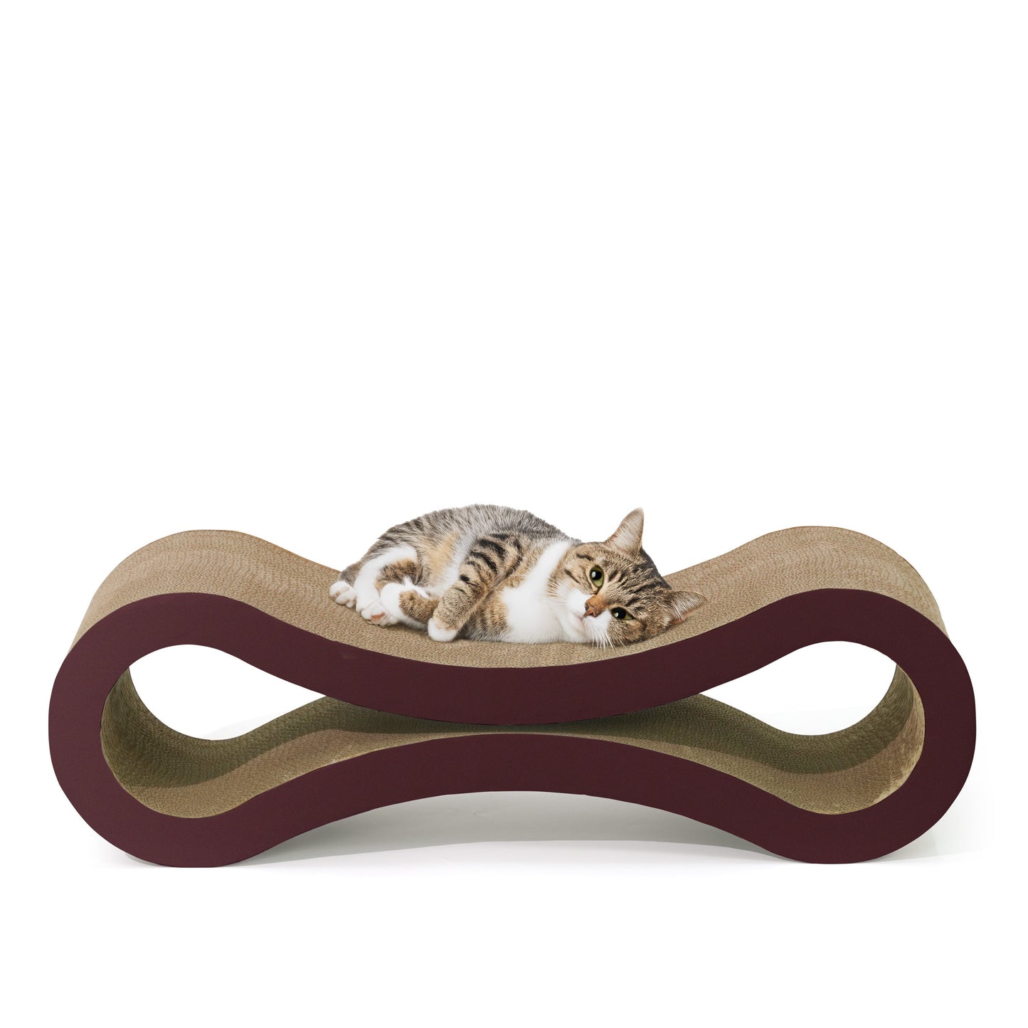 Cat Scratcher Lounger Large Infinity Reversible Cardboard Scratching Pad Board for Indoor Cats, 5-Layer High-Density Cat Scratch Bed with Double-Sided Design, Furniture Protector, Brown & White