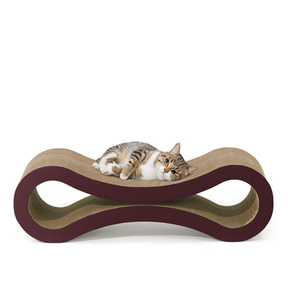 Cat Scratcher Lounger Large Infinity Reversible Cardboard Scratching Pad Board for Indoor Cats, 5-Layer High-Density Cat Scratch Bed with Double-Sided Design, Furniture Protector, Brown & White