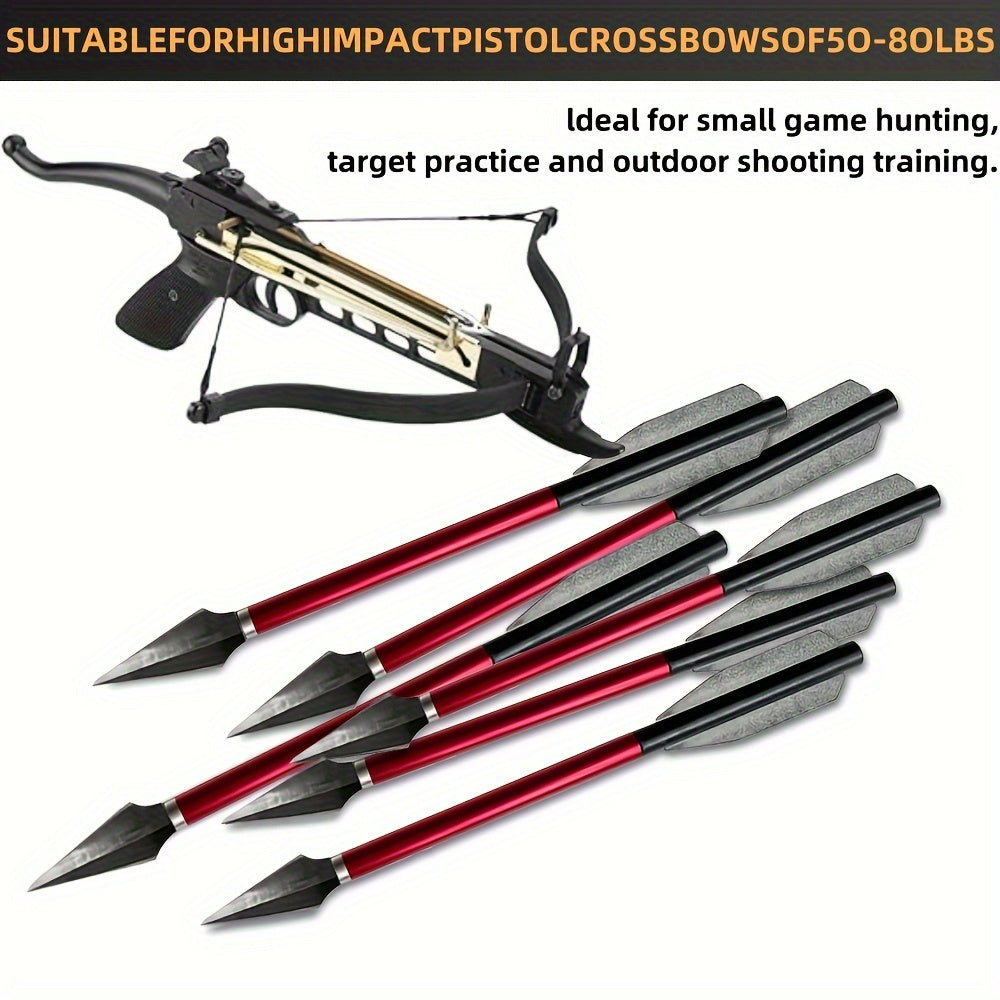 Broadhead Mini Crossbow Bolts 6pcs | 6.7 Inch Aluminum Alloy Archery Arrows with Sharp Tips for 50-80 Lbs Mini Crossbow – Multiple Colors for Adult Shooting, Hunting & Target Practice