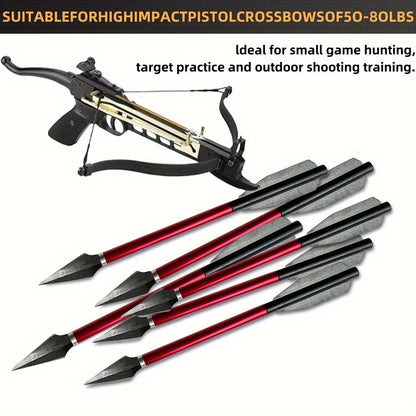 Broadhead Mini Crossbow Bolts 6pcs | 6.7 Inch Aluminum Alloy Archery Arrows with Sharp Tips for 50-80 Lbs Mini Crossbow – Multiple Colors for Adult Shooting, Hunting & Target Practice
