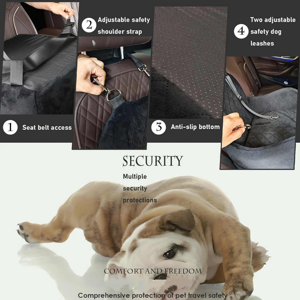 Dog Booster Car Seat for S/M Dogs Up to 35lbs, Soft 6in Elevated Cushion, Fits In Front/Back Seat, Fully Detachable And Washable, 2 Storage Pockets & 3 Straps, Easy to Install