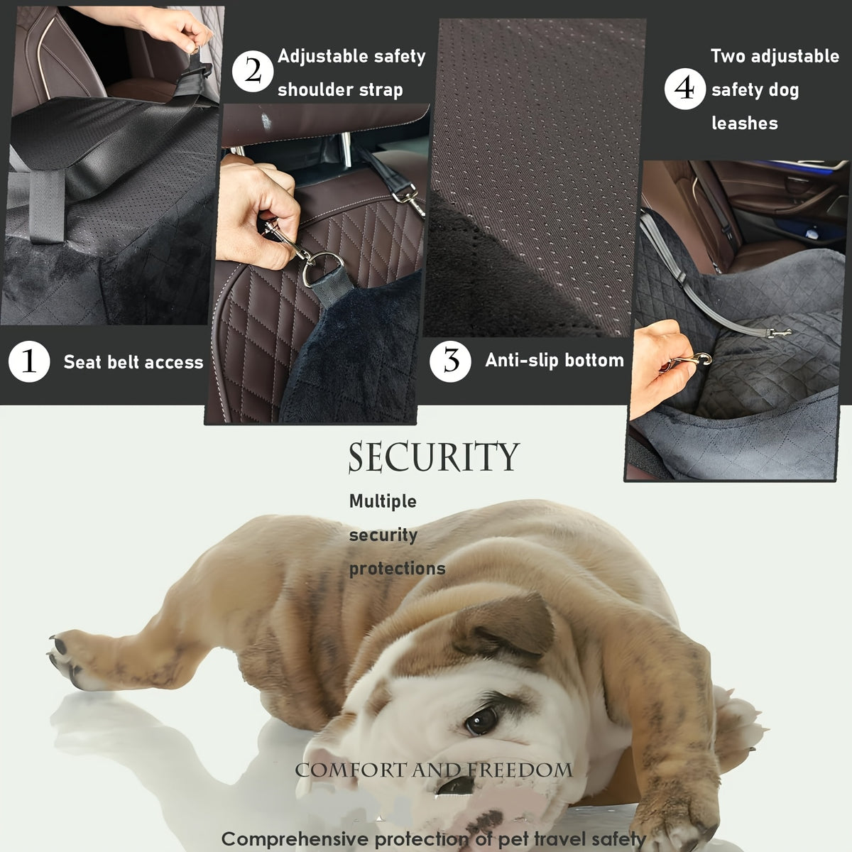 Dog Booster Car Seat for S/M Dogs Up to 35lbs, Soft 6in Elevated Cushion, Fits In Front/Back Seat, Fully Detachable And Washable, 2 Storage Pockets & 3 Straps, Easy to Install