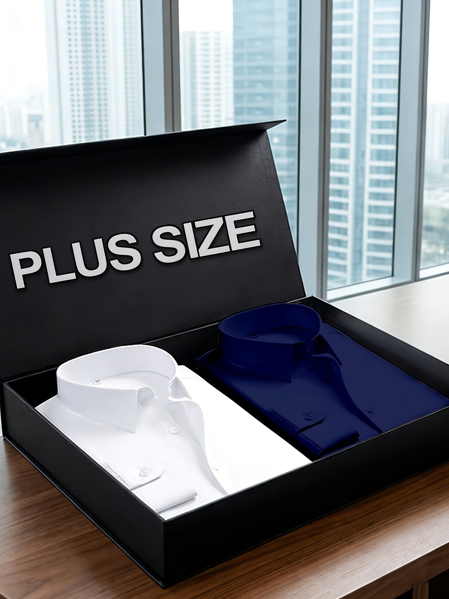 Men's Solid Color Dress Shirt - Classic Neck Long Sleeve 474469