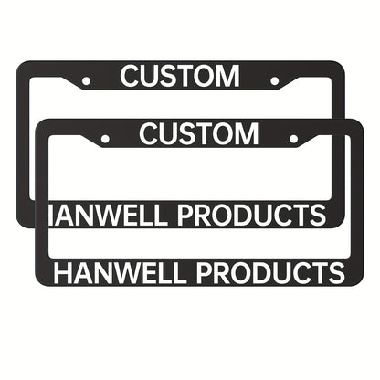 Custom License Plate Frame – 6 Font Styles, Heavy-Duty Weather-Resistant Car Tag Holder, Personalized Front & Rear License Plate Border Cover
