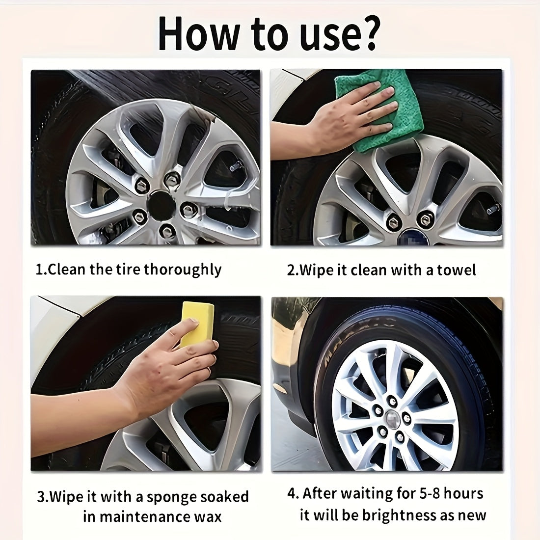 Yixingjia Automotive Maintenance 6pcs/Set, Tire Polish, Oil Film Cleaner, Car Cleaning Solution, Plastic Care Paste, Holiday Gift Pack, Cleaning Agent, Multi-Purpose for Plastic Retreading