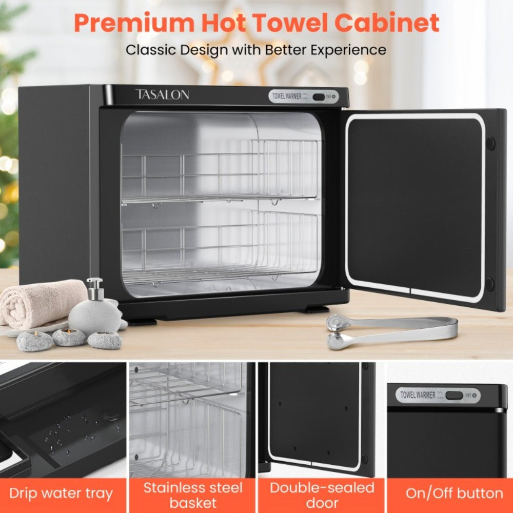 Hot Towel Warmer Cabinet 23L Holds 72 Towels Heats to 158-176°F in 10-15 Min – Professional Salon & Spa Facial Towel Steamer for Esthetician, Massage & Hair Beauty, Black & White